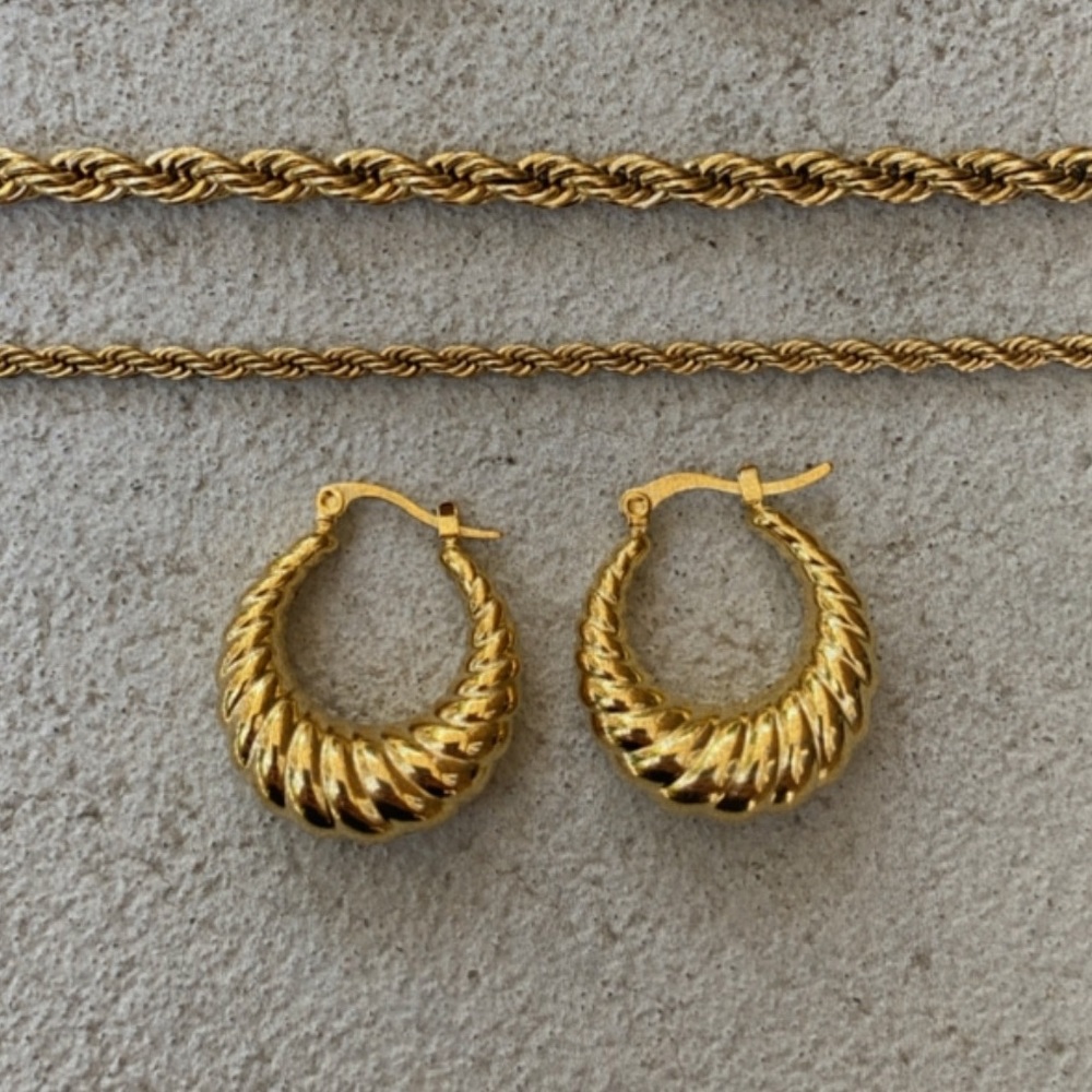 28MM Croissant Hoop Earrings- 18K gold plated